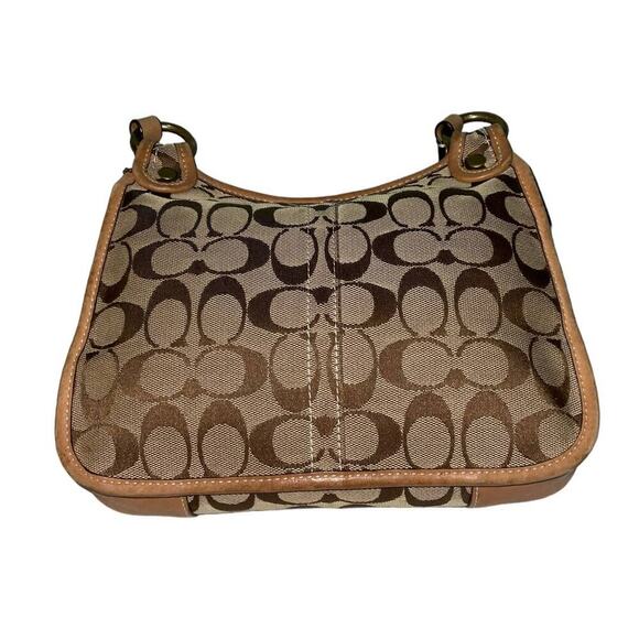 Coach Vintage Signature Monogram Turn lock Khaki Gold shoulder Crossbody Bag - Picture 14 of 16